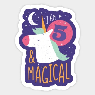 I'm 5 & Magical | Fun Unicorn Birthday Sticker